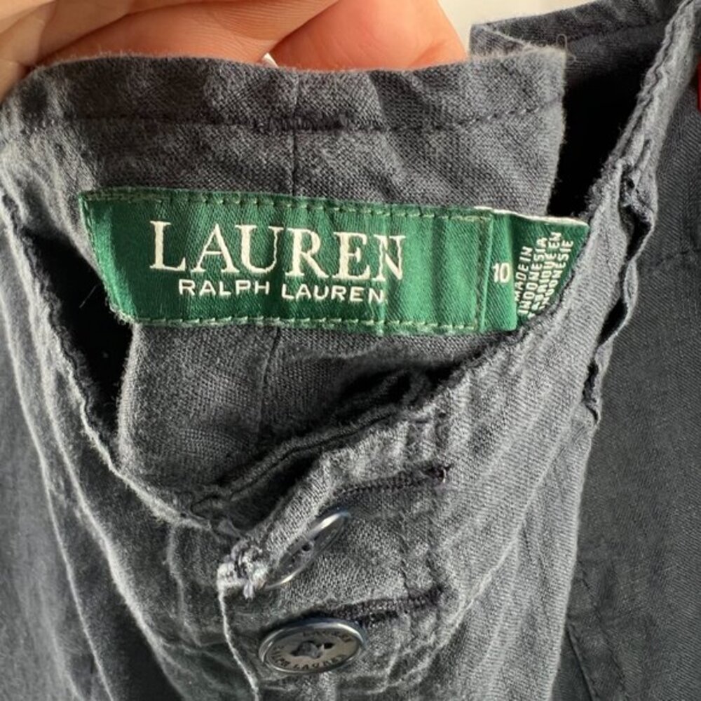 Lauren Ralph Lauren navy blue 100% linen straight leg pants lagenlook coastal 10 - Picture 13 of 15